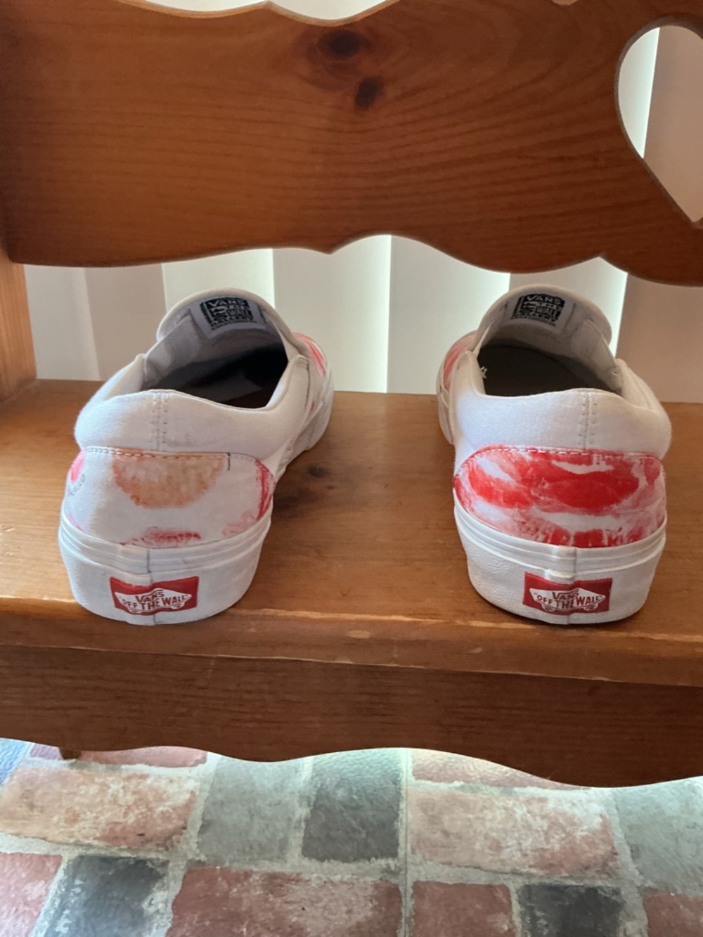 Vans Red and Pink Lip Print Slip-On Sneakers - Picture 6 of 7